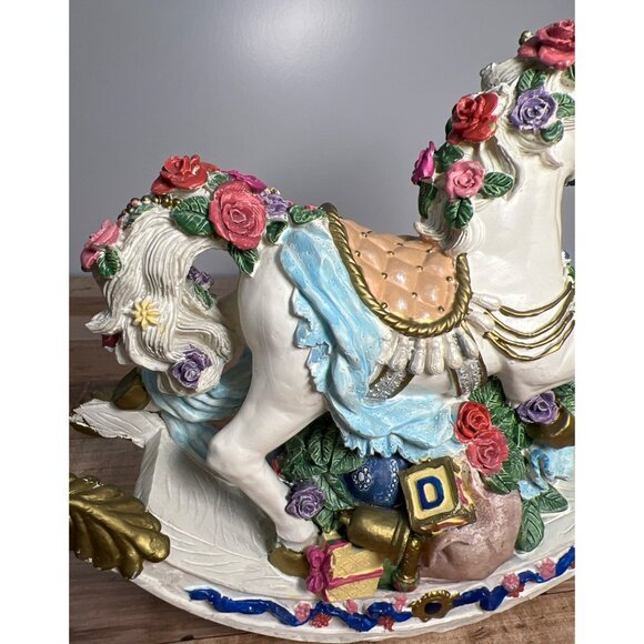 World Bazaars Vintage Resin Musical Rocking Horse - Picture 2 of 7